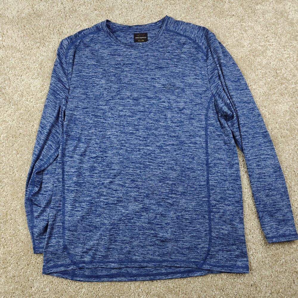 Greg Norman x Tasso Elba Sports Shirt Men's L Blue Thin Lightweight Long Sleeve